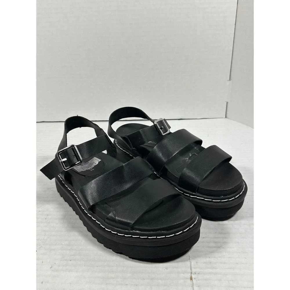 Madden Girl Black Platform Sandals Triple Strap Buckle Slingback Size 7.5 NEW